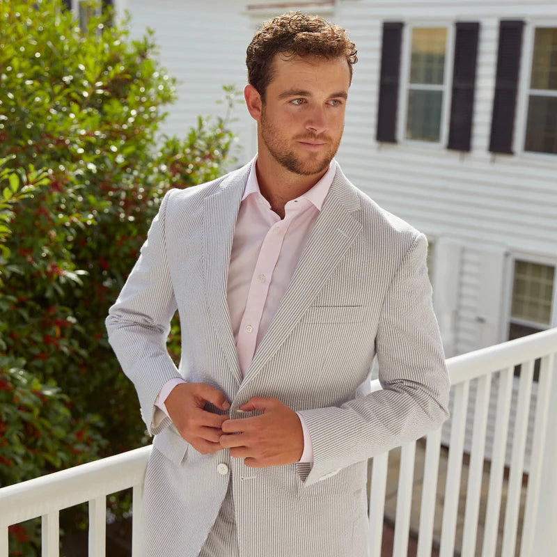 Seersucker Blazer - "Granite Gray" Seersucker Sport Coat Granite Gray Seersucker Sport Coat - 38 R