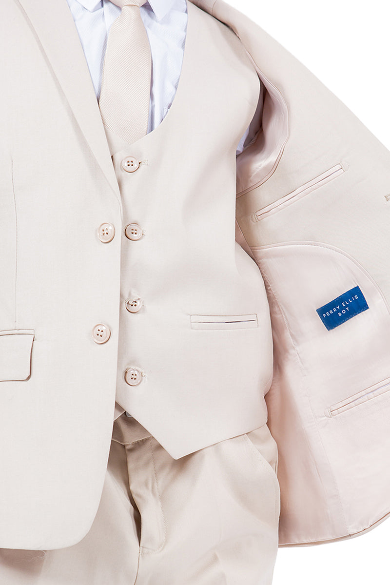 "Perry Ellis Boy's Vested Wedding Suit - Tan Color" - 2