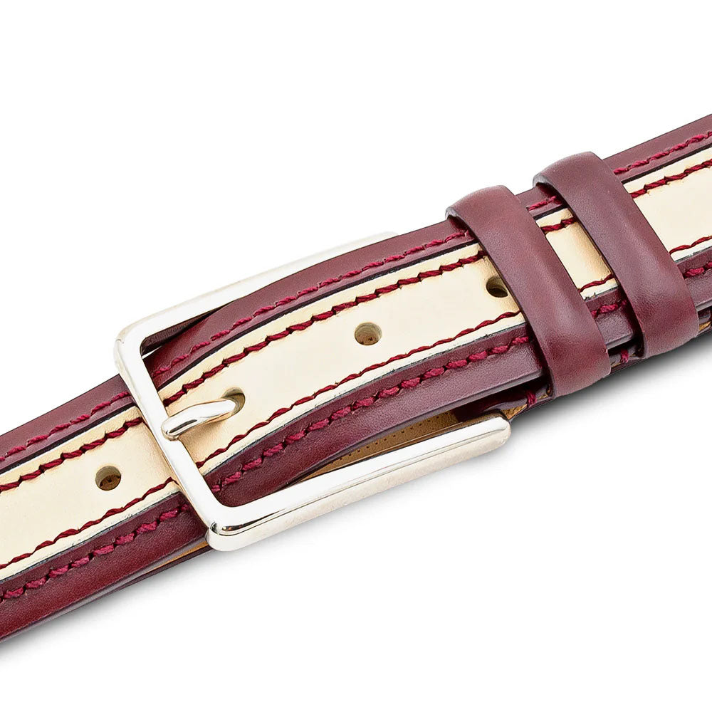 Mezlan Two-Tone Leather Belt Red / Bone (AO11670)