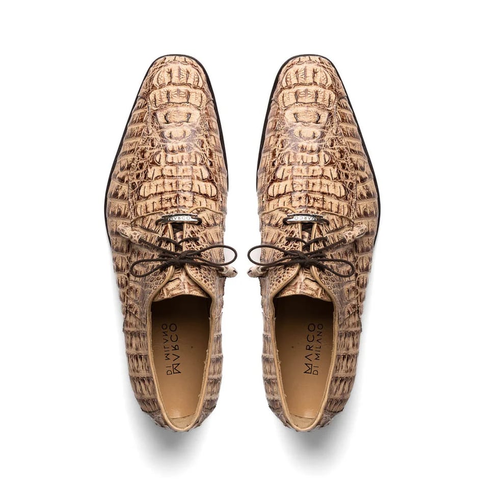 Marco Di Milano Apricena Men'shoes Genuine Caiman Crocodile Dress Derby Oxfords - 6