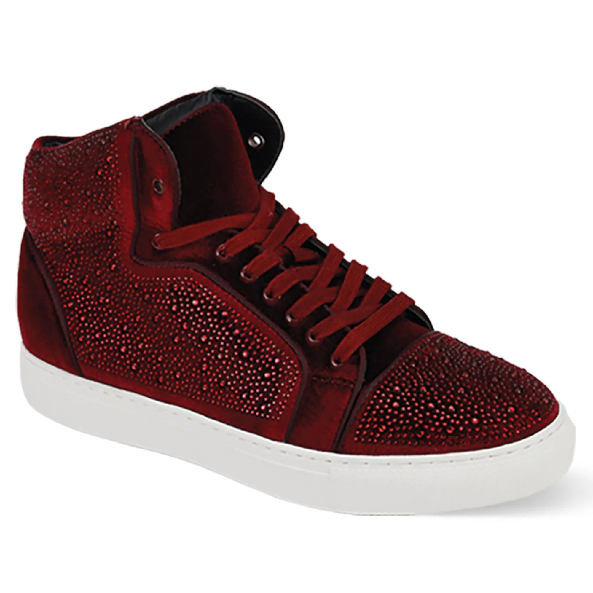 Flash in Burgundy Jeweled High Top Sneakers - 7 Standard / D / Medium