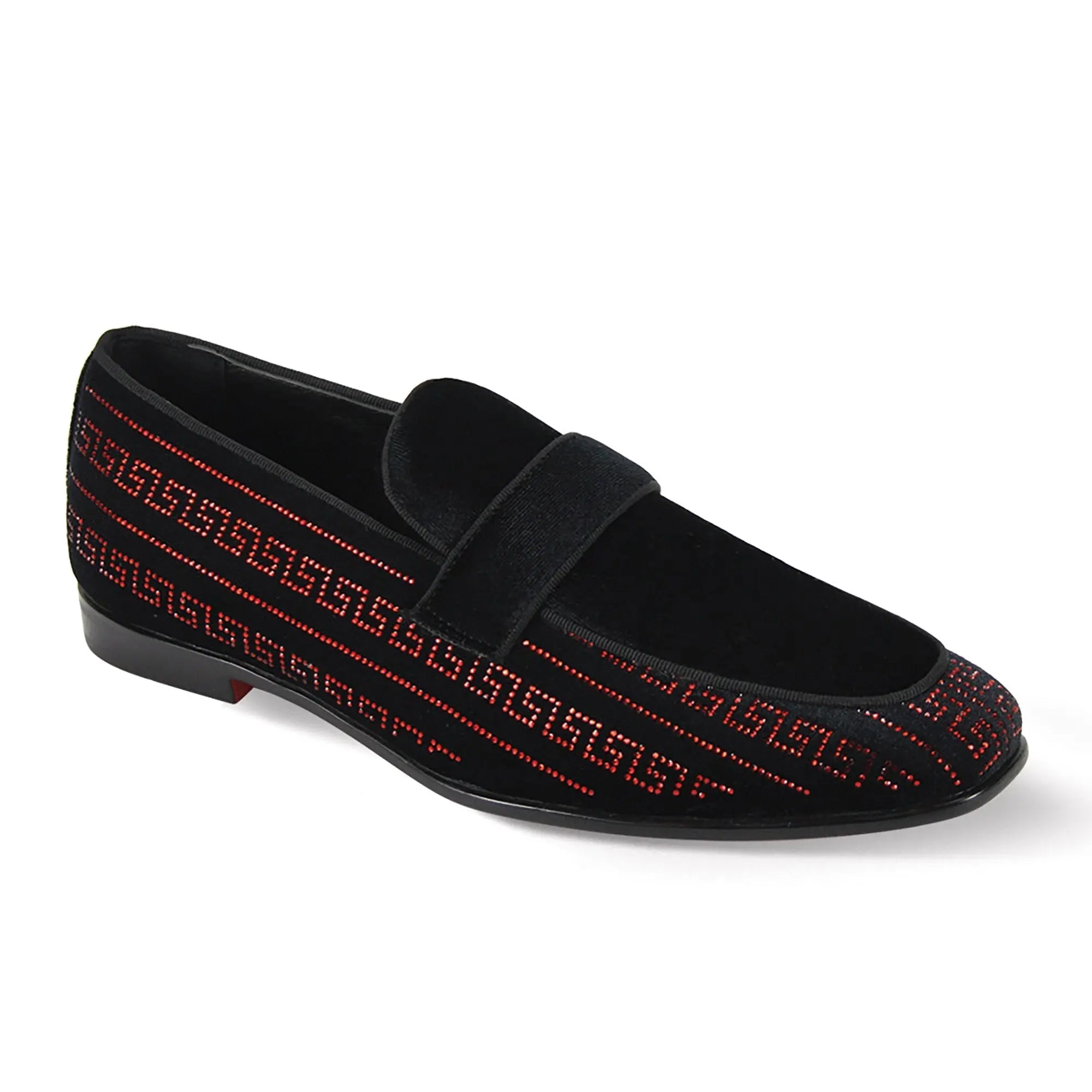 Vincent Velvet Rhinestone Slip-On Smoking Loafers - 7 Standard / D / Medium