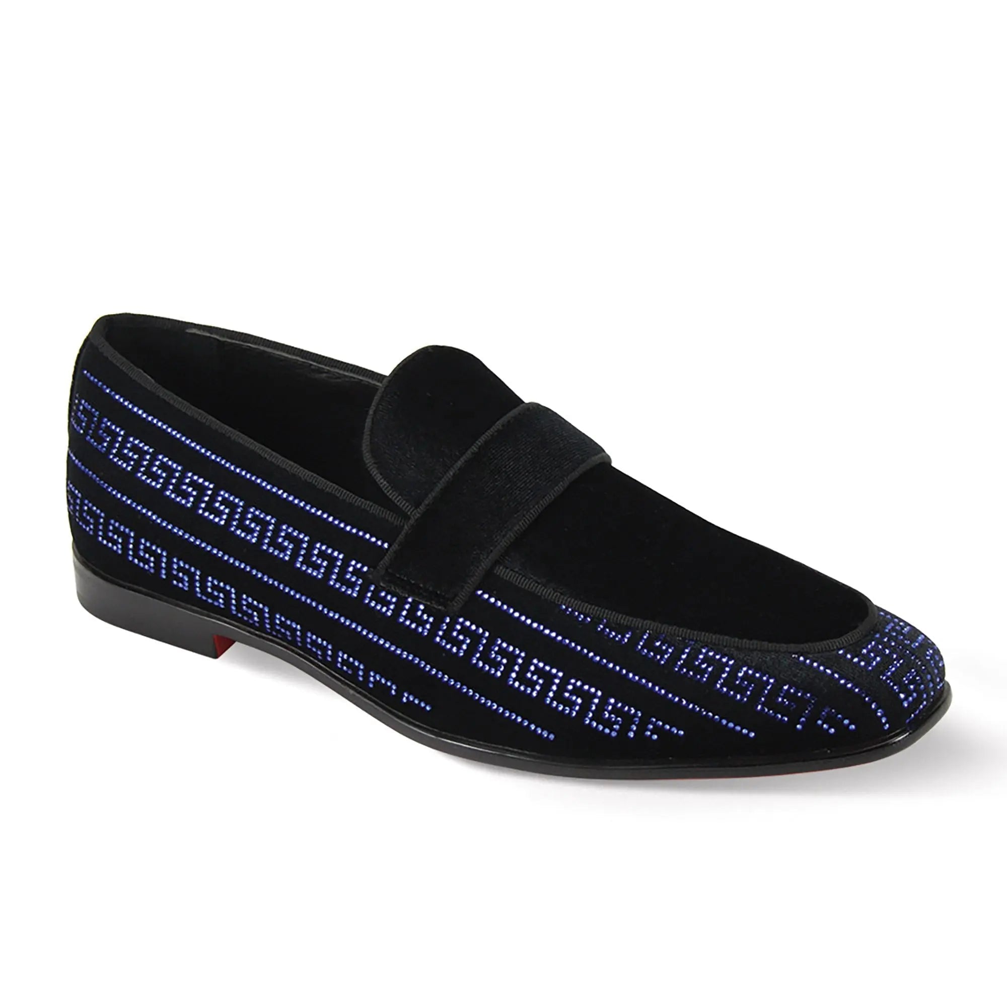 Vincent Velvet Rhinestone Slip-On Smoking Loafers - 7 Standard / D / Medium