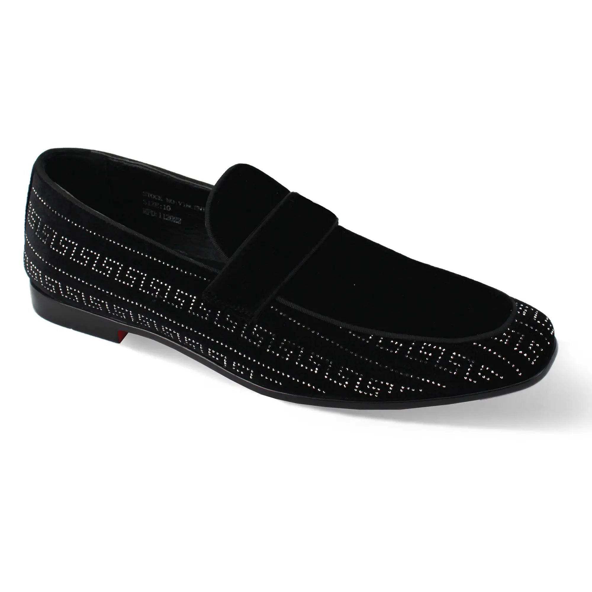 Vincent Velvet Rhinestone Slip-On Smoking Loafers - 7 Standard / D / Medium