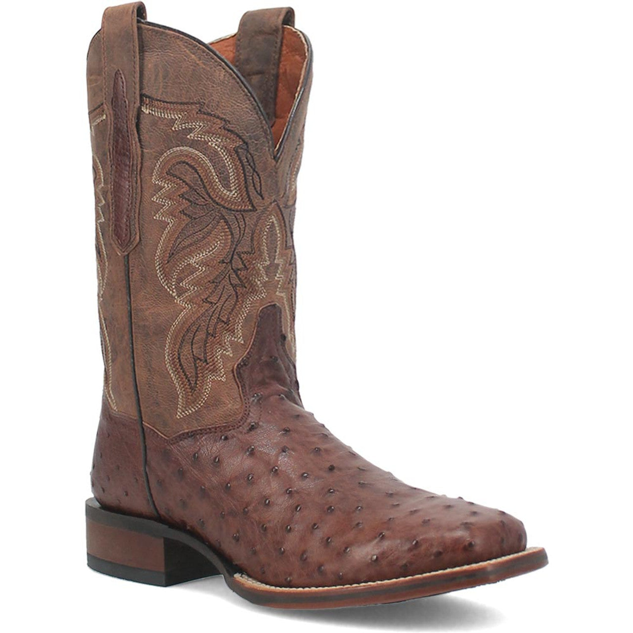 Dan Post Mens Alamosa Brown Genuine Ostrich 11 Square Toe Cowboy Certified Boot - 7D