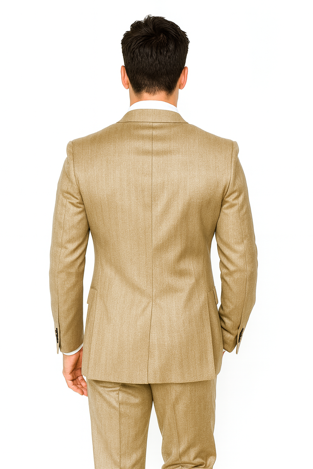 Alberto Nardoni Tan~Khaki~Taupe Vested Linen Wedding Suit - 38 Long + 32 Waist(Adjust 2" Large and amp 4")