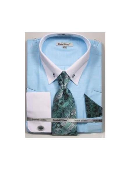 Collar Bar Dress Shirt + White Collared Dress Shirt Color - Large 16.5" Neck/34-35" Sleeve