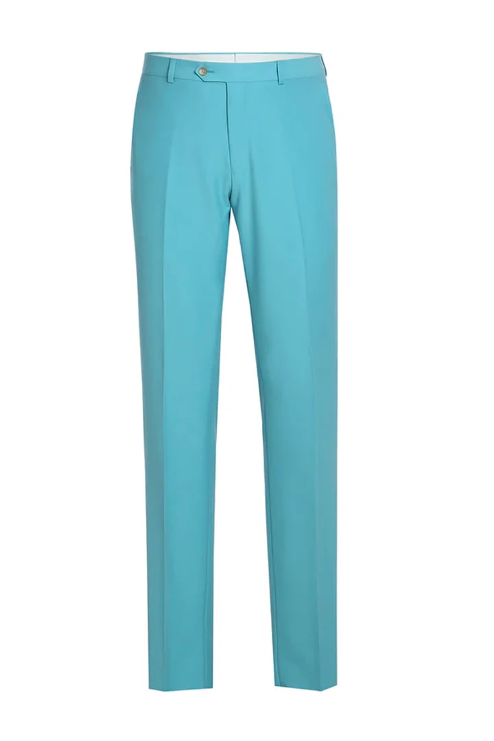 Cheap Priced Suit - Mens Basic Two Button Slim Fit  Aqua Blue Suit - 38 Short Jacket+32 Waist Adjustable 28to34)(Height: 5 4 to5 7 )(Neck  15-16.5)S-M)