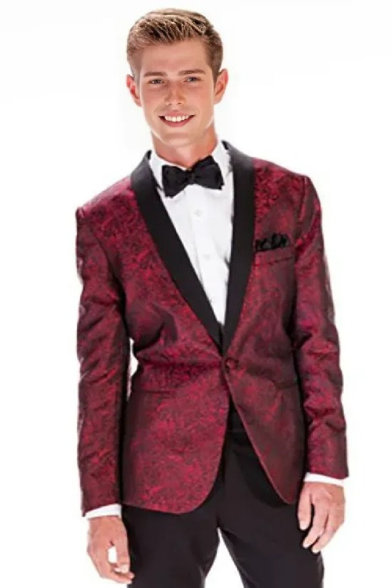 Aries Apple Red Paisley Shawl Tuxedo Jacket Separates