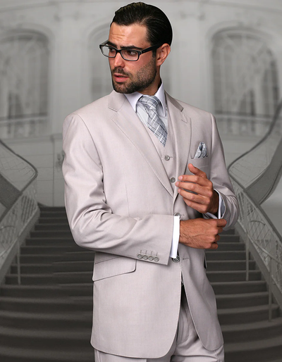 100 Percent Suit - Mens Classic Wool Business Ash Suits
