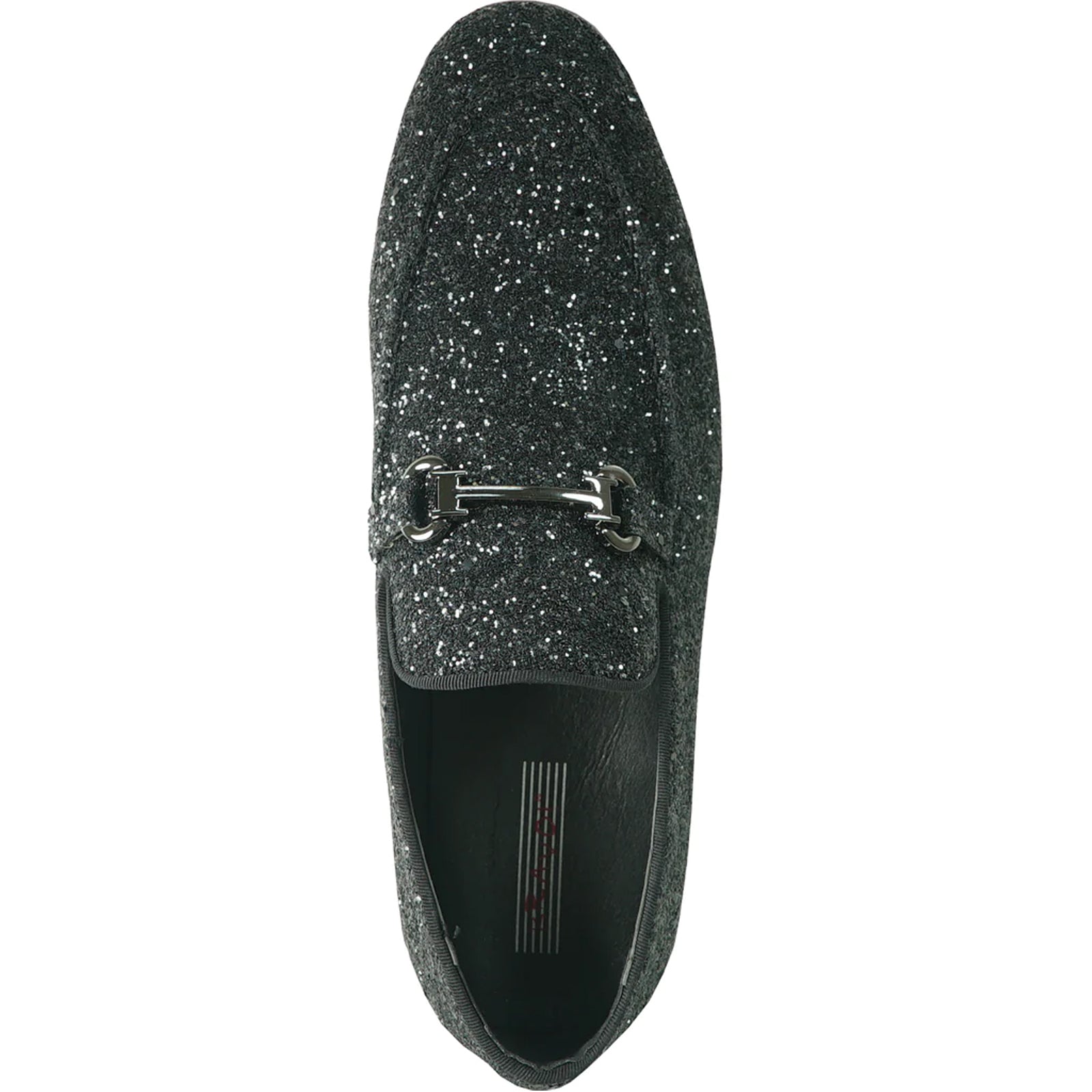 "Black Sequin Prom 2025 Tuxedo Loafers - Modern Men's Glitter Buckle Shoes" - 7M