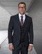 Mens Modern Fit  Wide Peak Lapel Wool Suit with Double Breasted Vest