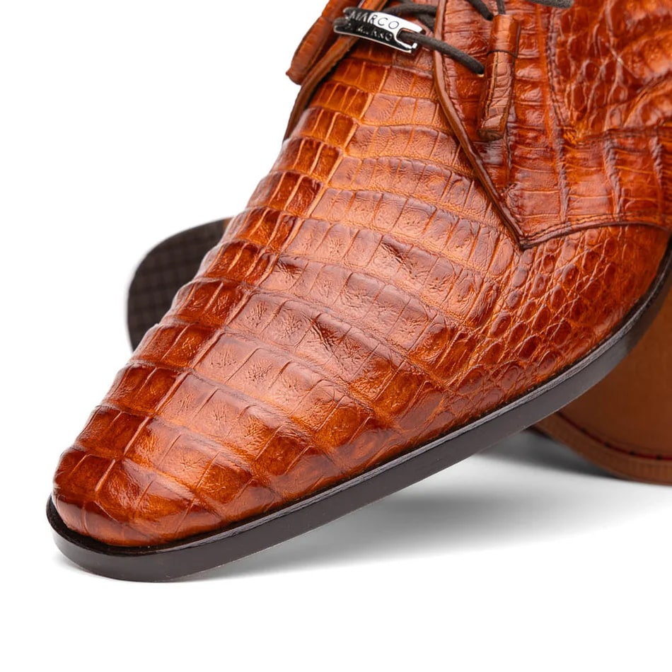 Marco Di Milano Lacio Men's Shoes Brandy Exotic Crocodile Derby Oxfords - 8.5