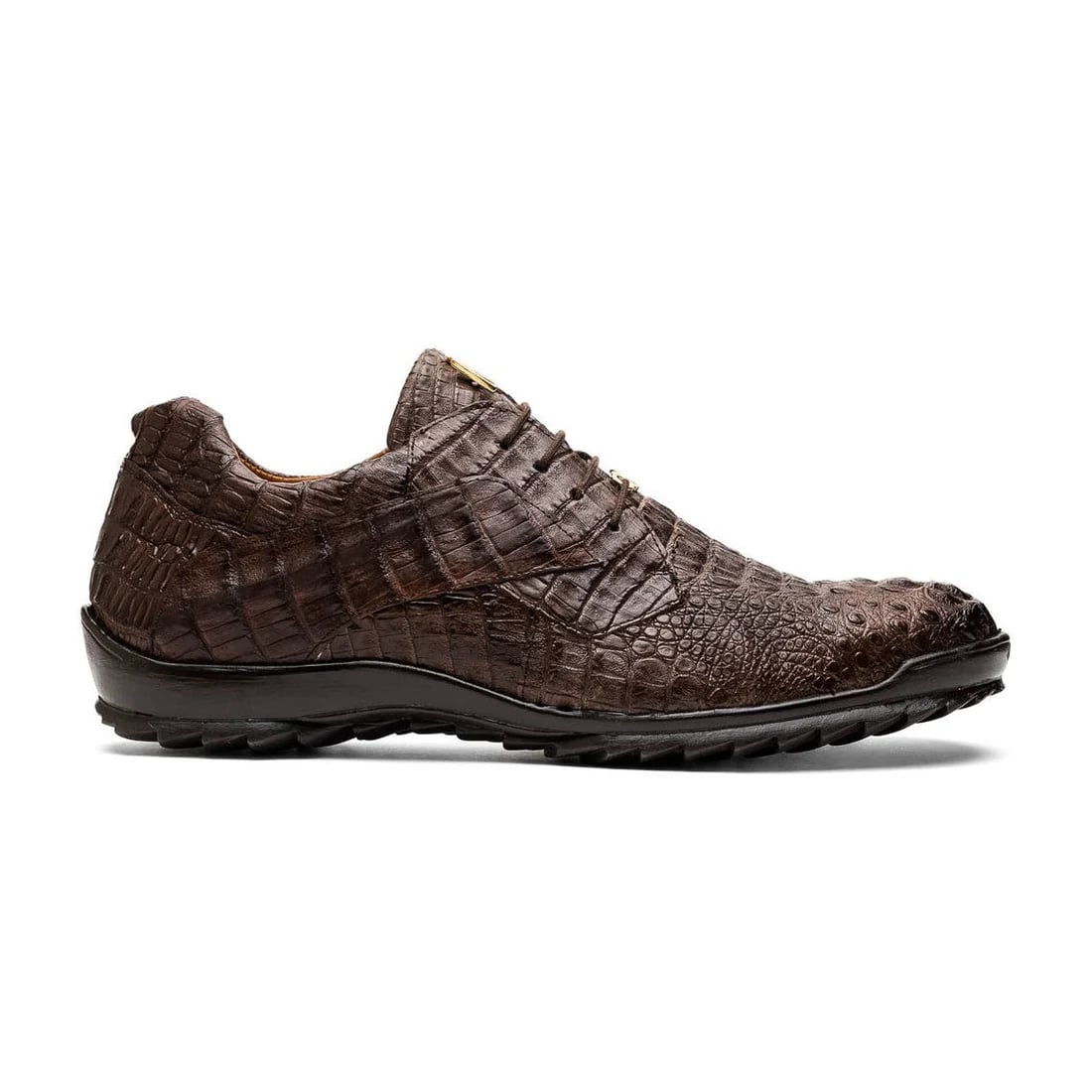 Marco Di Milano Kratos Men's Shoes Brown Exotic Caiman Crocodile Sport Sneakers - 7