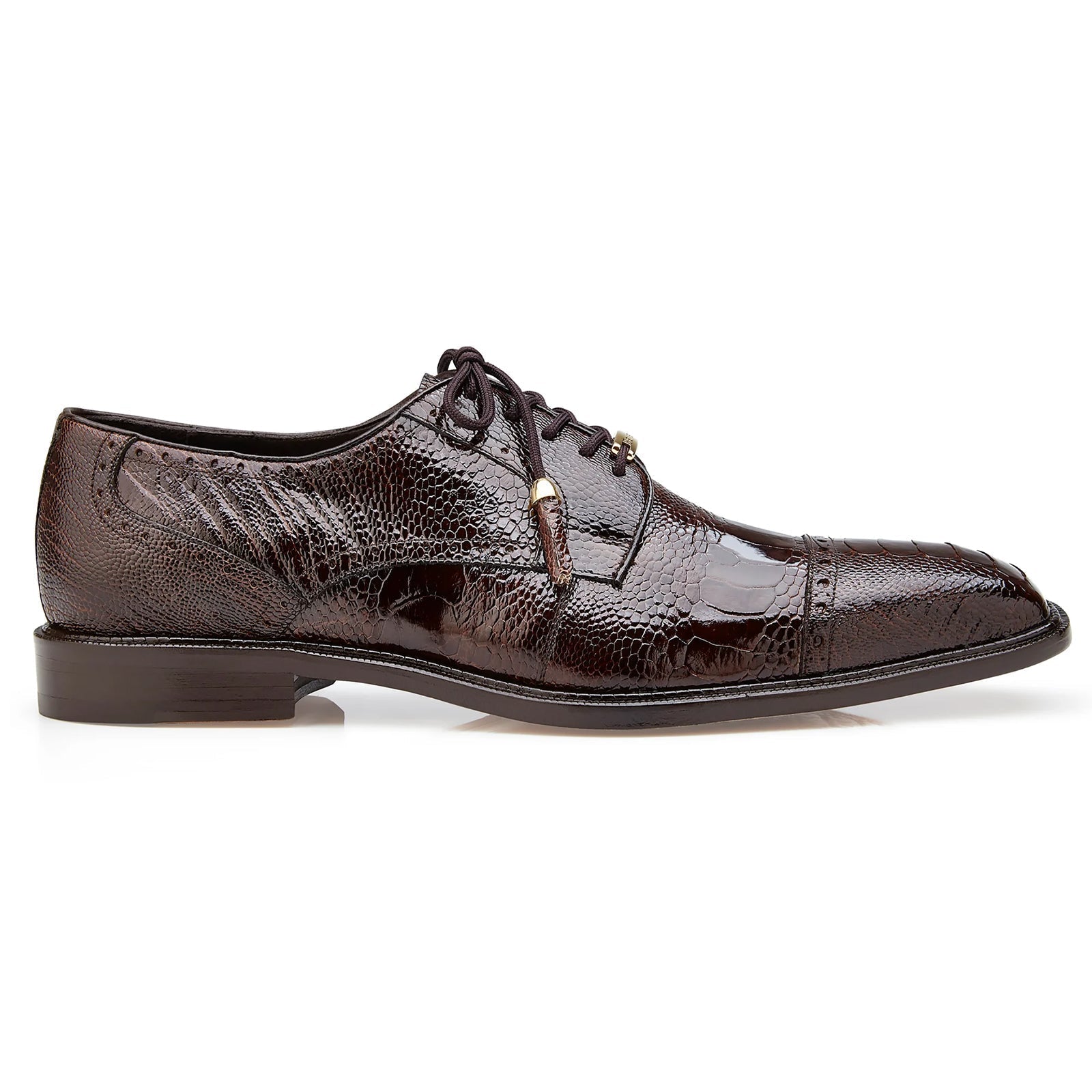 Men's Belvedere Batta Cap Toe Ostrich Dress Shoe in Brown - 9-M