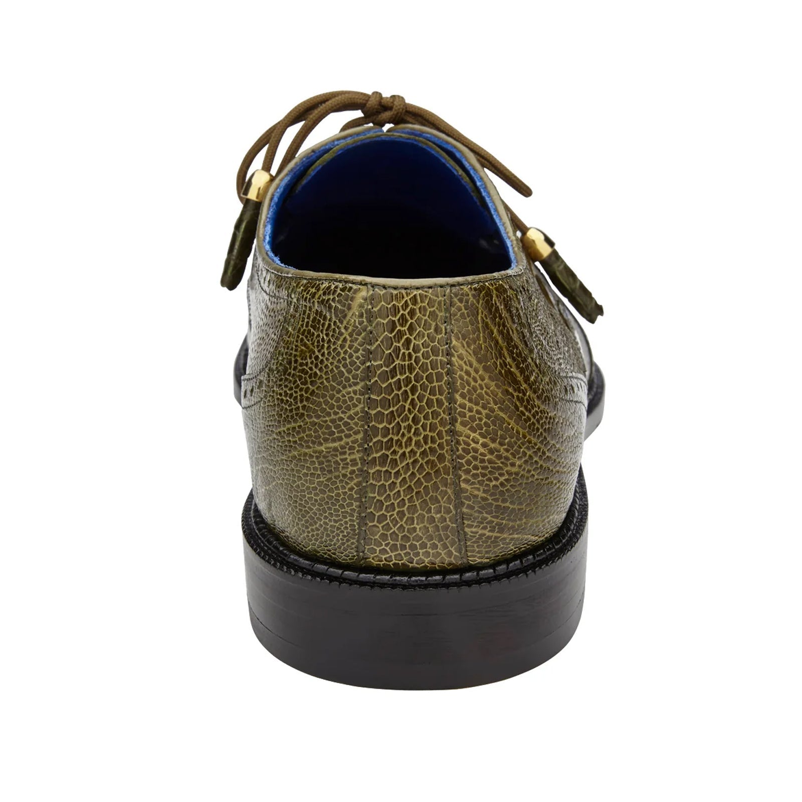 Men's Belvedere Batta Cap Toe Ostrich Dress Shoe in Olive Green - 9-M