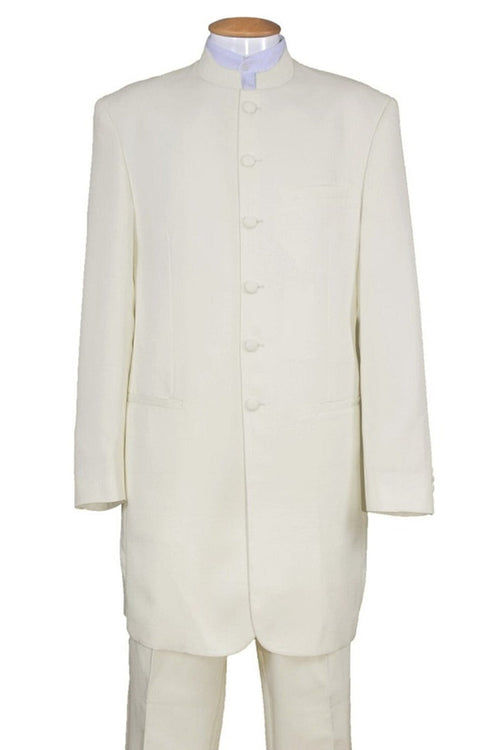 "Ivory Zoot homecoming Suit Tuxedo with Long Mandarin Collar for Men"