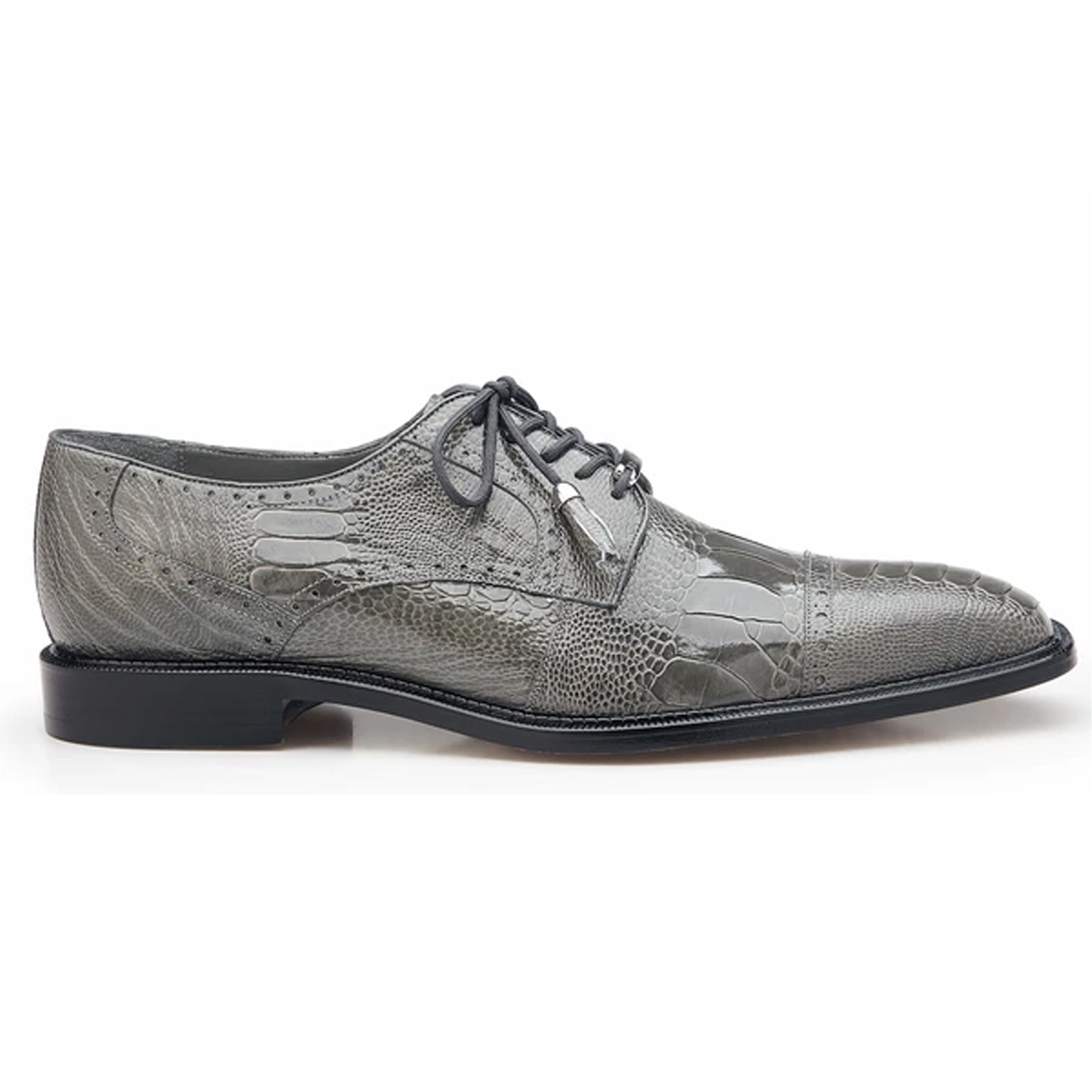 Mens Belvedere Batta Ostrich Cap Toe Derby Dress Shoe in Grey - 10