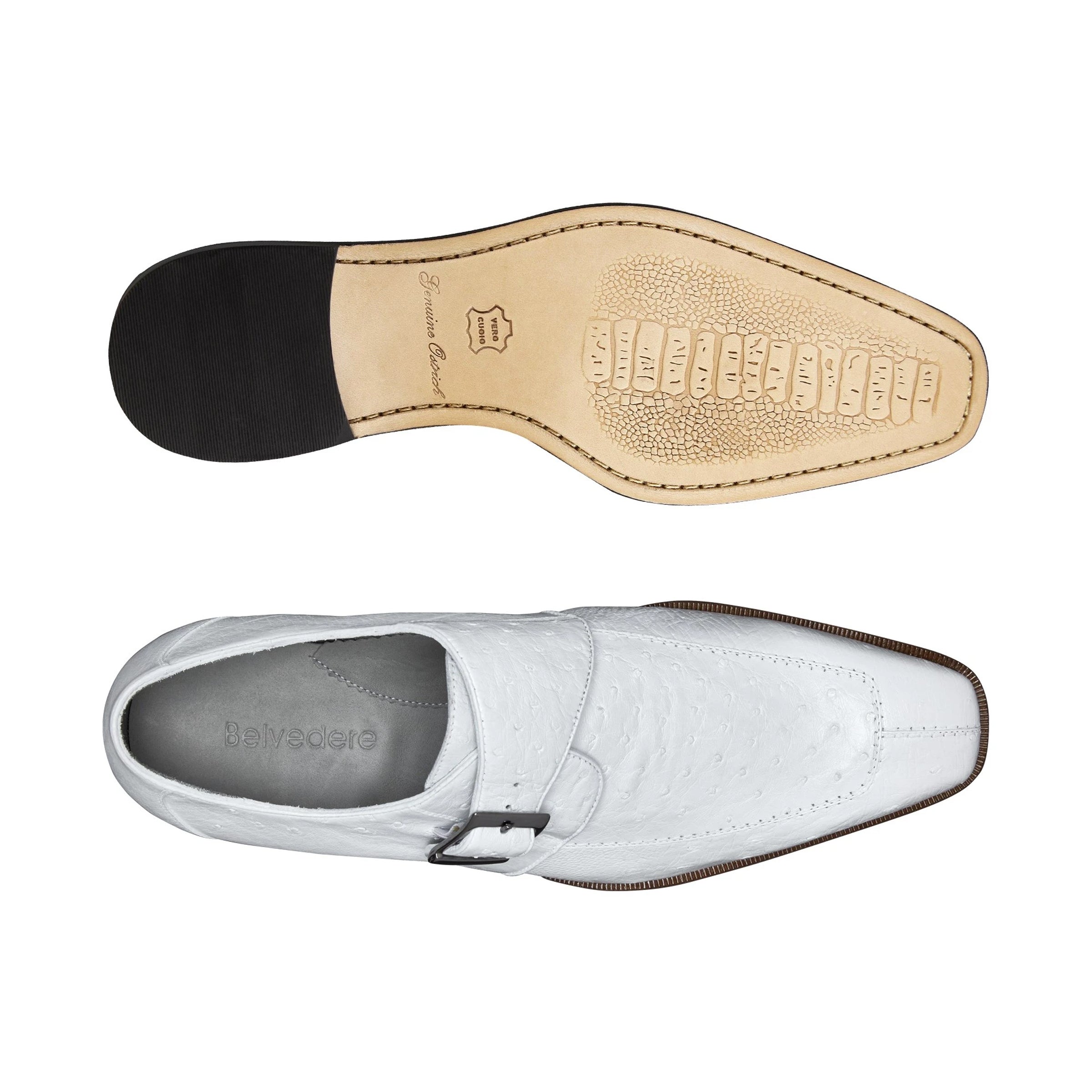 Mens Belvedere Josh Ostrich Quill Monk Strap Shoe in Grey - 9.5