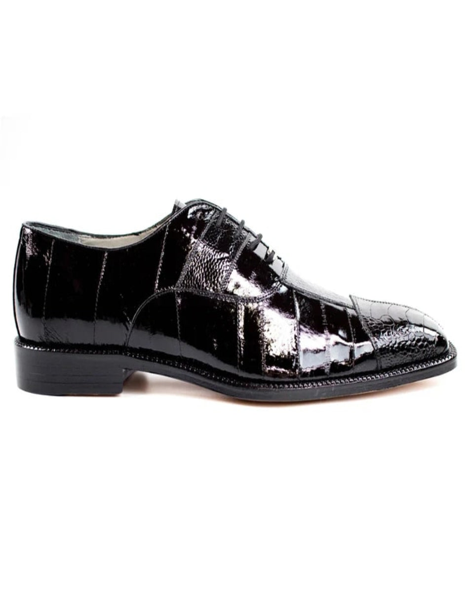 Men's Belvedere Mare Ostrich Leg Eel Skin Black Dress Shoe - US 9.5 Standard/D/ Medium / Eu:42