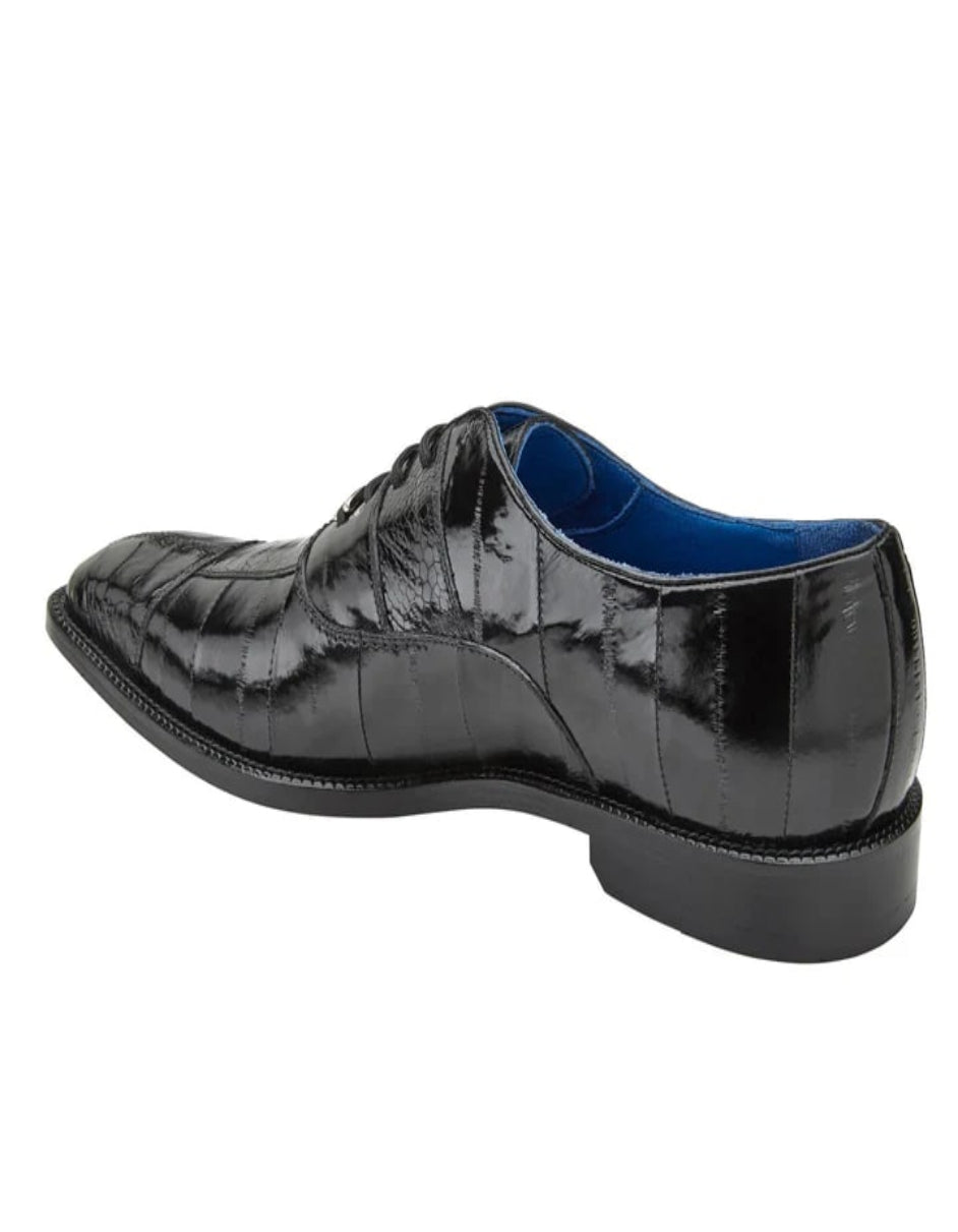 Men's Belvedere Mare Ostrich Leg Eel Skin Black Dress Shoe - US 9.5 Standard/D/ Medium / Eu:42