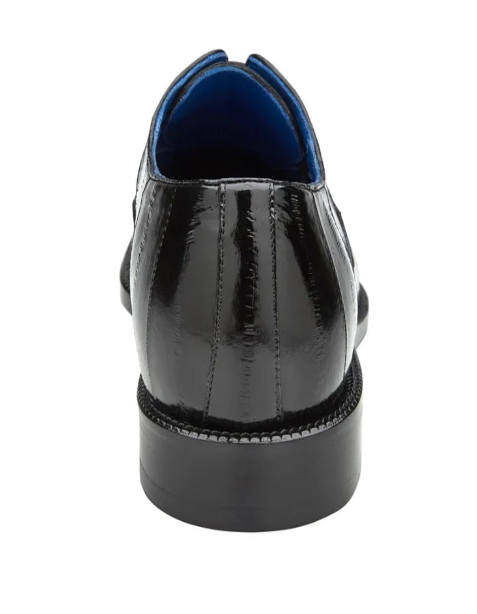 Men's Belvedere Mare Ostrich Leg Eel Skin Black Dress Shoe - US 9.5 Standard/D/ Medium / Eu:42