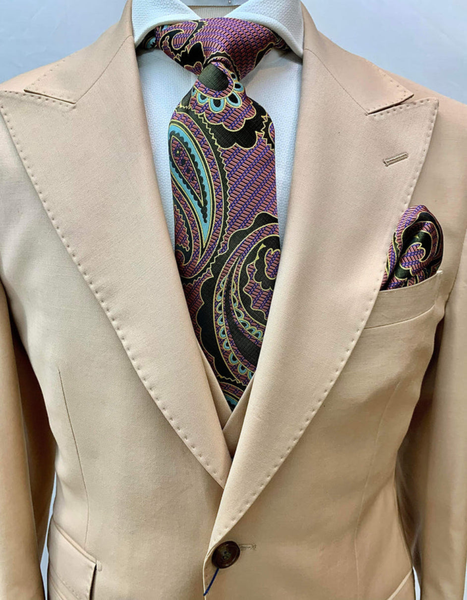 Rossi Man Suit - Tan Gray Black Navy Camel French Blue Suit - 38 Short Jacket+32 Waist Adjustable 28to34)(Height: 5 4 to5 7 )(Neck 15-16.5)S-M)