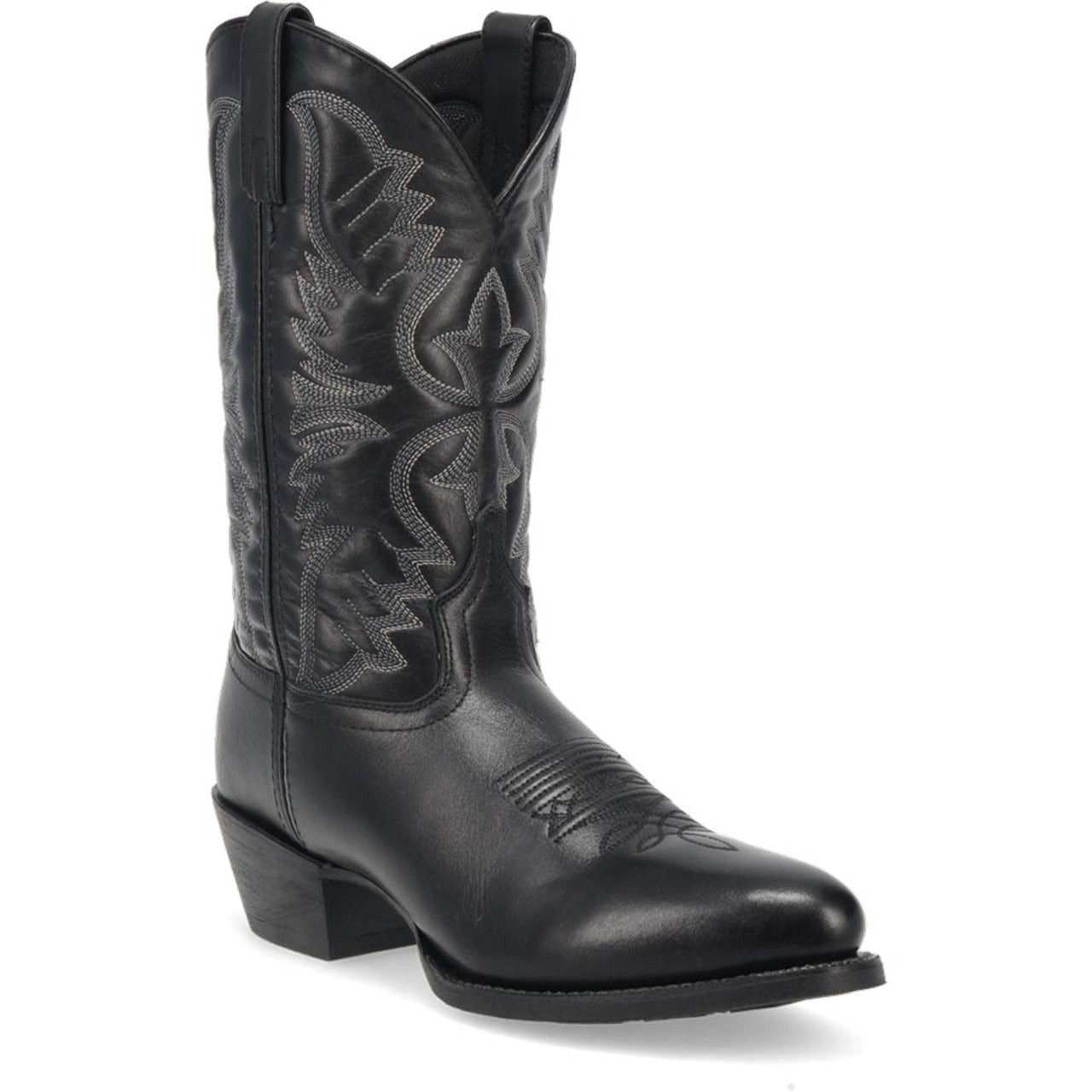 Laredo Birchwood Black Leather Round Toe Boots for Men - 8D