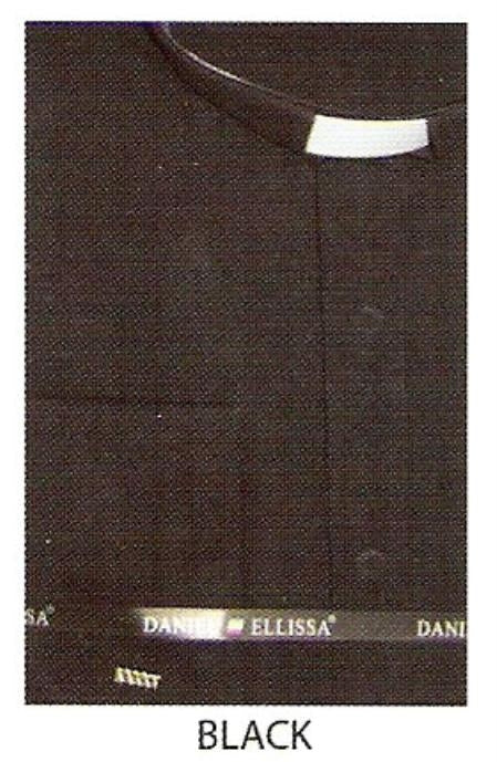 65% Poly Men's Banded Collar Dress Shirts Without Collars Mandarin Collarless Preacher Round Style Black Men's Dress Shirt - Small 14.5" Neck / 32-33" Sleeve