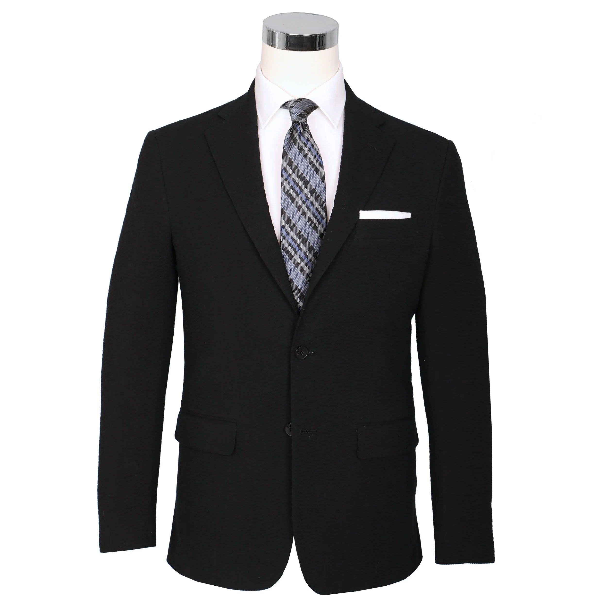 Seersucker Blazer - "Black Pepper" Seersucker Sport Coat Black Pepper Seersucker Stretch Sport Coat - 38 R