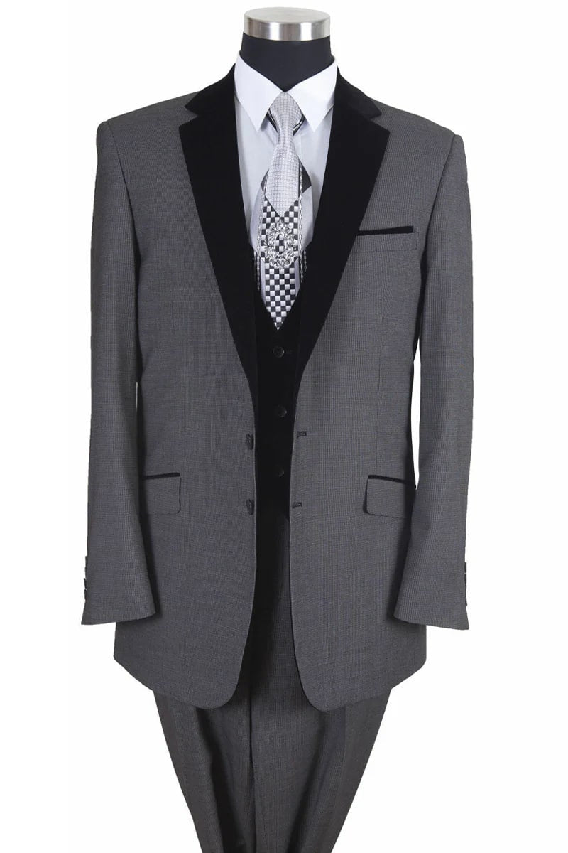 Mens 3 Piece Black Two Button Vested Suit main image 0