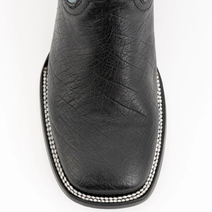 Ferinni Boot - Mens Dress Cowboy Boot - Ferrini Men's Morgan Smooth Ostrich Square Toe Boots Handcrafted - Black - 8D