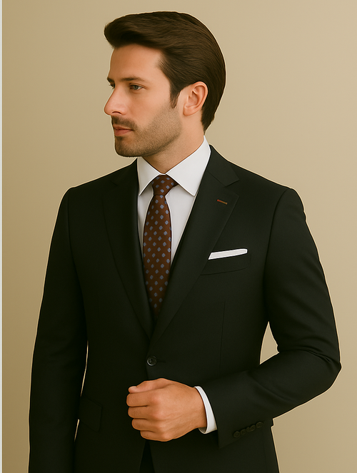 Modern Fit - Wool Suit - Italian Made Business Suit by Statement Men's 2 Piece 100% Wool Modern Fit Suit - Subtle Windowpane