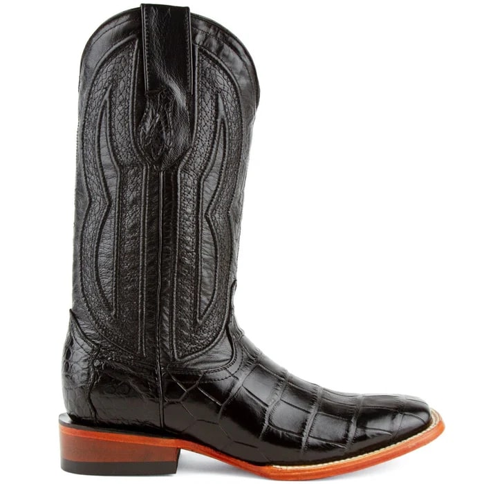 Ferinni Boot - Mens Dress Cowboy Boot - Ferrini Men's Stallion Alligator Belly Boots Square Toe Black in Black - 8