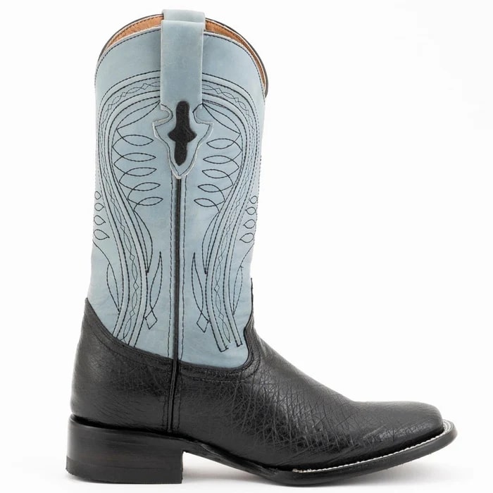 Ferinni Boot - Mens Dress Cowboy Boot - Ferrini Men's Morgan Smooth Ostrich Square Toe Boots Handcrafted - Black - 8D