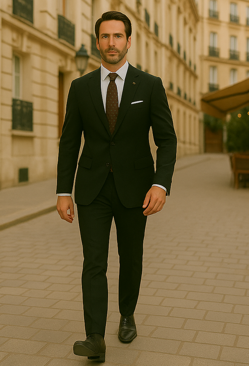Modern Fit - Wool Suit - Italian Made Business Suit by Statement Men's 2 Piece 100% Wool Modern Fit Suit - Subtle Windowpane