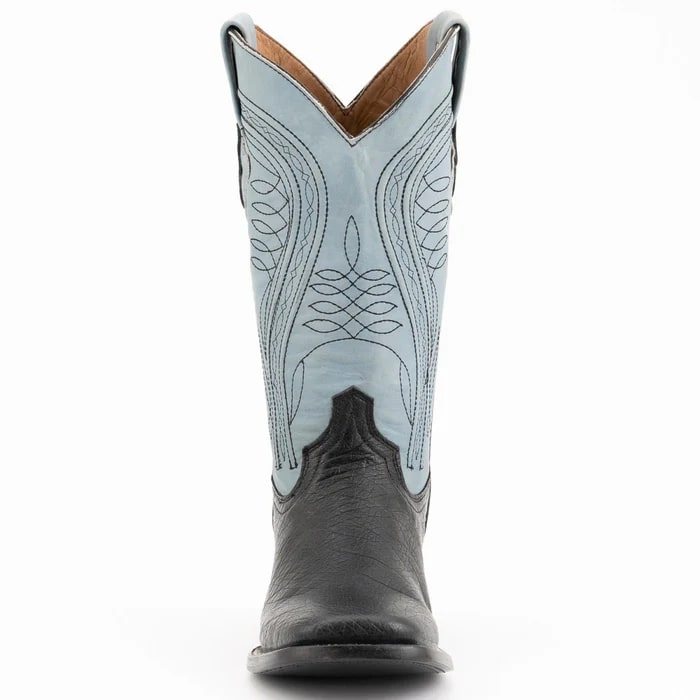 Ferinni Boot - Mens Dress Cowboy Boot - Ferrini Men's Morgan Smooth Ostrich Square Toe Boots Handcrafted - Black - 8D