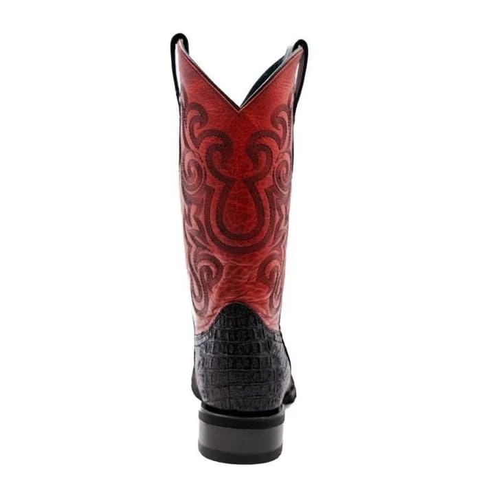 Ferinni Boot - Mens Dress Cowboy Boot - Ferrini Stampede Men's Print Crocodile Boots Handcrafted Black in Black - 8D
