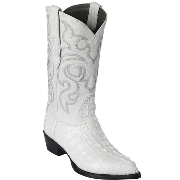 Los Altos Boots - Mens Dress Cowboy Boot - Low Priced White Crocodile Boots- in White - 6