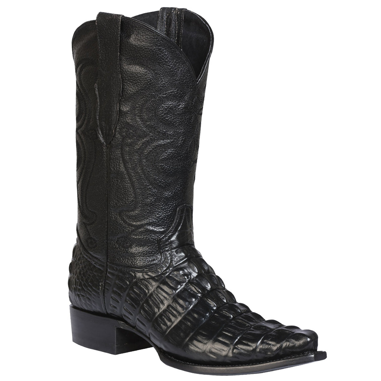 Black Alligator Print Boots Snip Toe - Black