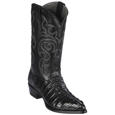 Los Altos Boots - Mens Dress Cowboy Boot - Low Priced Black Caiman Tail Cowboy Boots- in Black