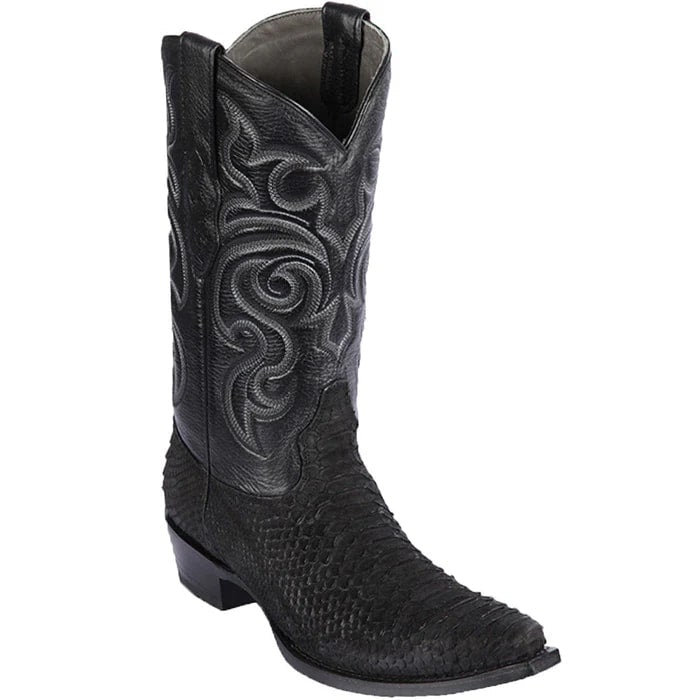 Los Altos Boots - Mens Dress Cowboy Boot - Low Priced Black Python Boots- in Black - 6