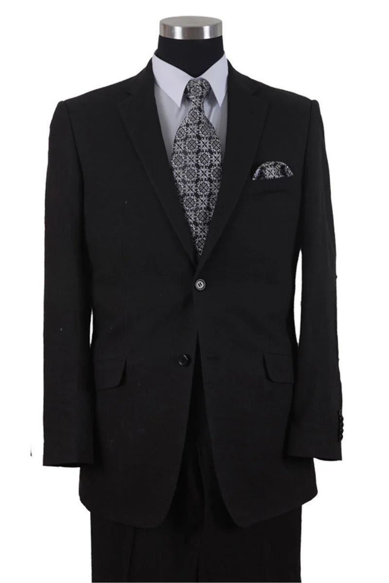 Mens 2 Button 100% Linen Suit with Elbow Patches in Black