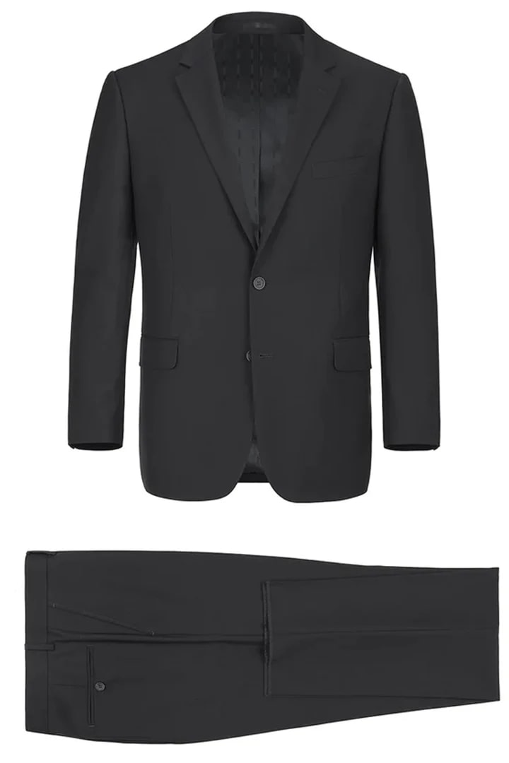 Cheap Suit - Mens Basic Two Button Classic Fit Black Suit With Optional Vest - 38 Short Jacket+32 Waist Adjustable 28to34)(Height: 5 4 to5 7 )(Neck 15-16.5)S-M)