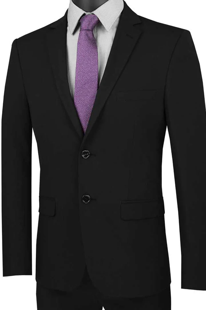 Cheap Priced Suit - Mens Ultra Slim Fit Stretch Black Suit - 38 Short Jacket+32 Waist Adjustable 28to34)(Height: 5 4 to5 7 )(Neck 15-16.5)S-M)
