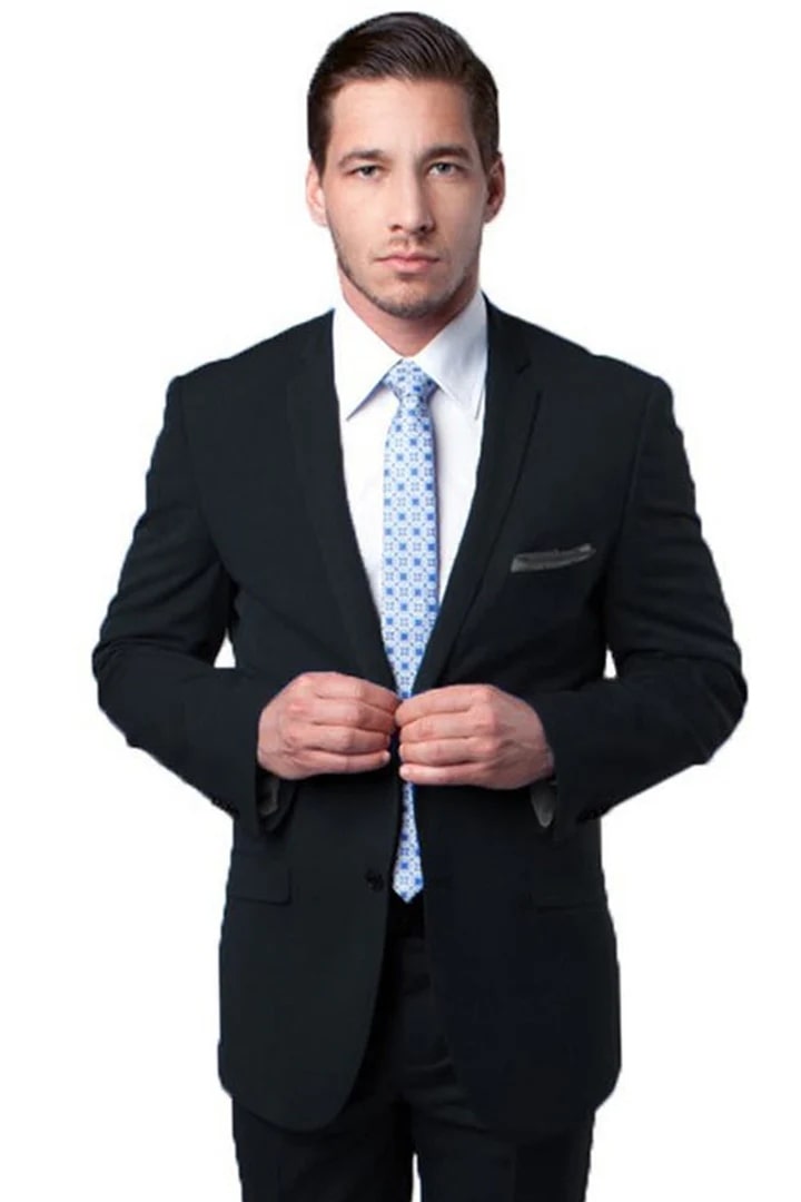 Cheap Priced Suit - Men's Two Button Slim Fit Travel Black Suit - 38 Short Jacket+32 Waist Adjustable 28to34)(Height: 5 4 to5 7 )(Neck  15-16.5)S-M)