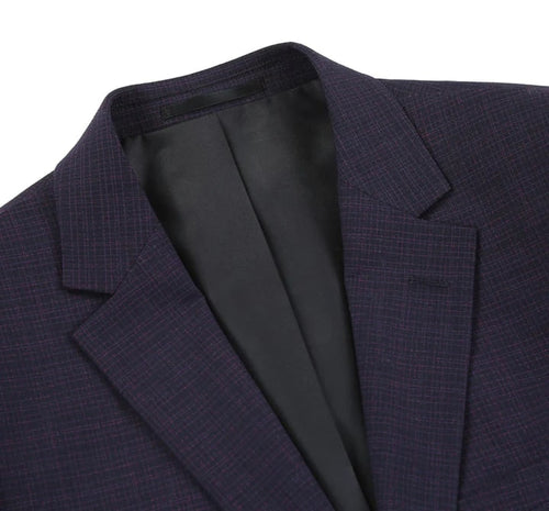 Cheap priced Suit - Mens Two Button Slim Fit Two Piece Suit In Black & Magenta Mini Check