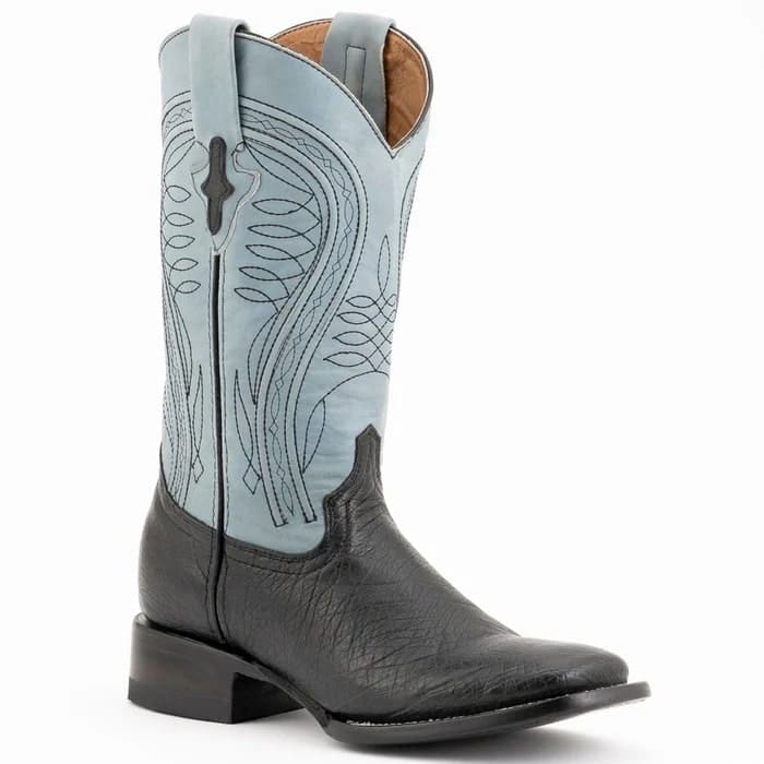 Ferinni Boot - Mens Dress Cowboy Boot - Ferrini Men's Morgan Smooth Ostrich Square Toe Boots Handcrafted - Black - 8D
