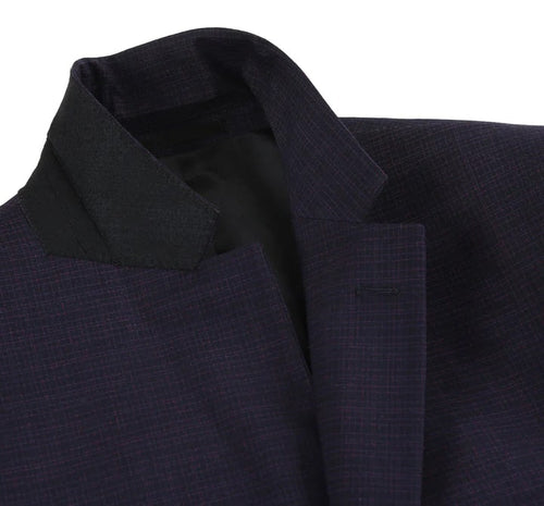 Cheap priced Suit - Mens Two Button Slim Fit Two Piece Suit In Black & Magenta Mini Check
