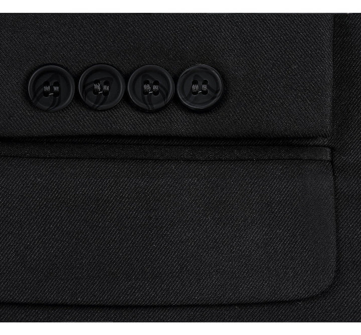 Cheap Suit - Mens Basic Two Button Classic Fit Black Suit With Optional Vest - 38 Short Jacket+32 Waist Adjustable 28to34)(Height: 5 4 to5 7 )(Neck 15-16.5)S-M)